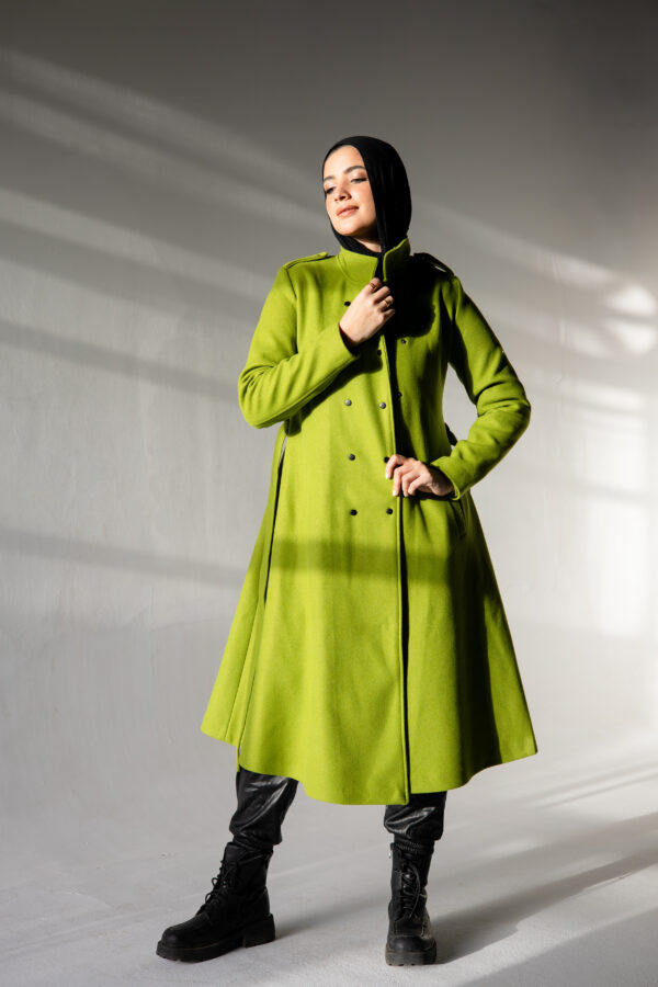 Long Coat in Lime Green