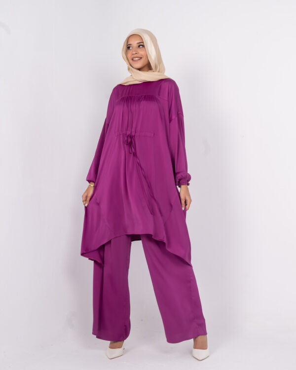 Modest Satin Set in Dark Fuchsia