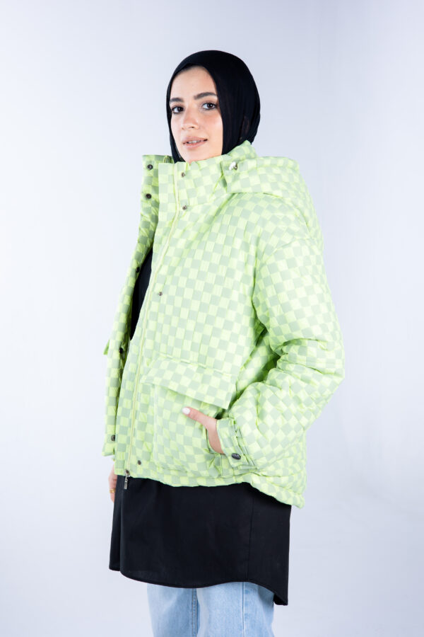 Chess Print Jacket in Lime Green