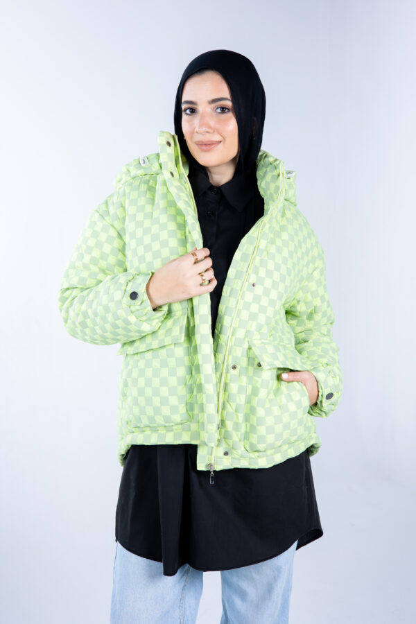 Chess Print Jacket in Lime Green