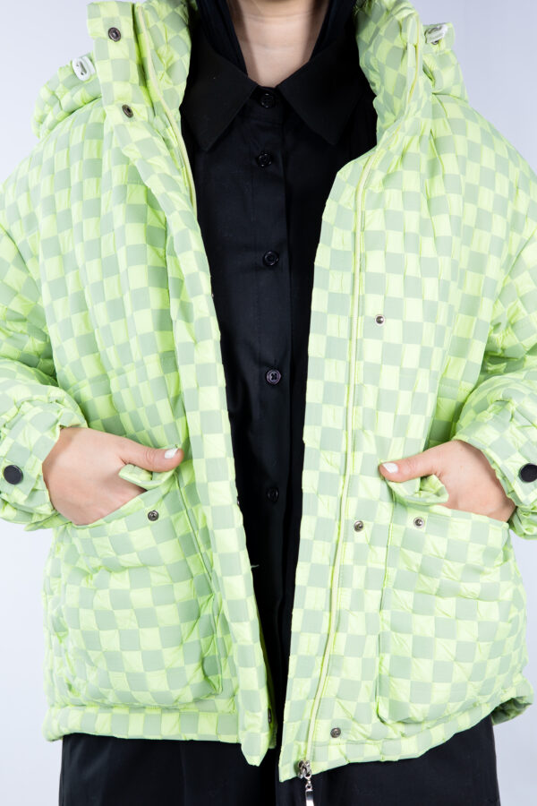 Chess Print Jacket in Lime Green