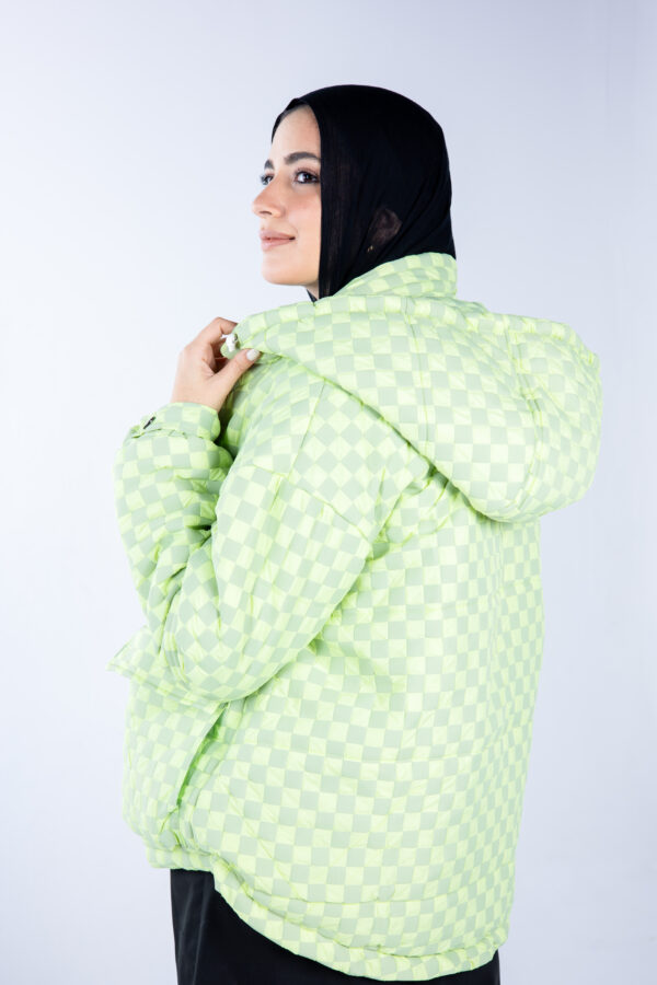 Chess Print Jacket in Lime Green