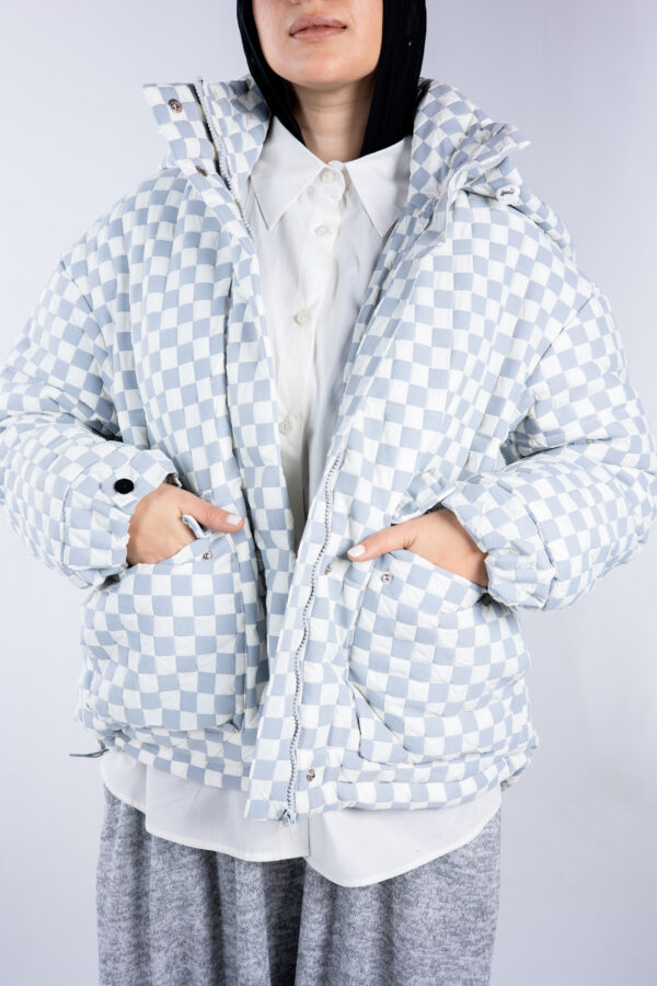 Chess Print Jacket in Light Grey